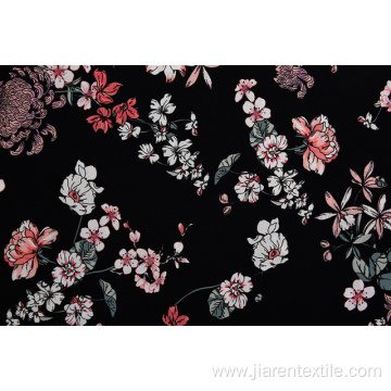 High Quality Camellia Pattern Black Printed Fabrics